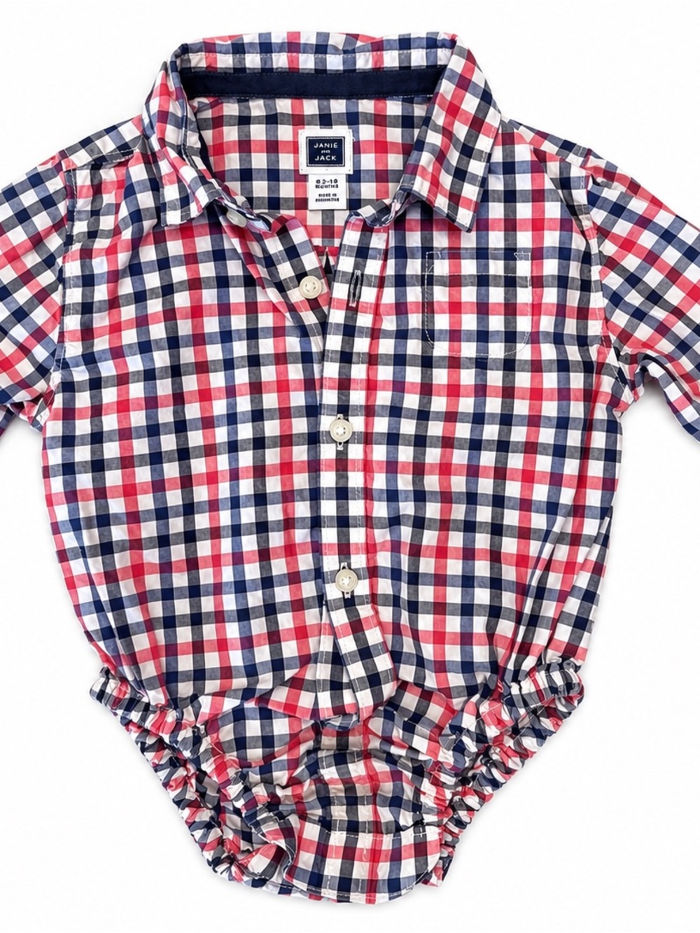 Janie and Jack Baby Boy Plaid Button Down Onesie 3-6 Months